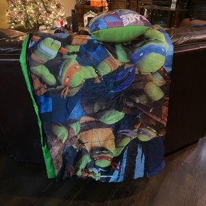 Kids Ninja Turtle sleeping bag and pillow.